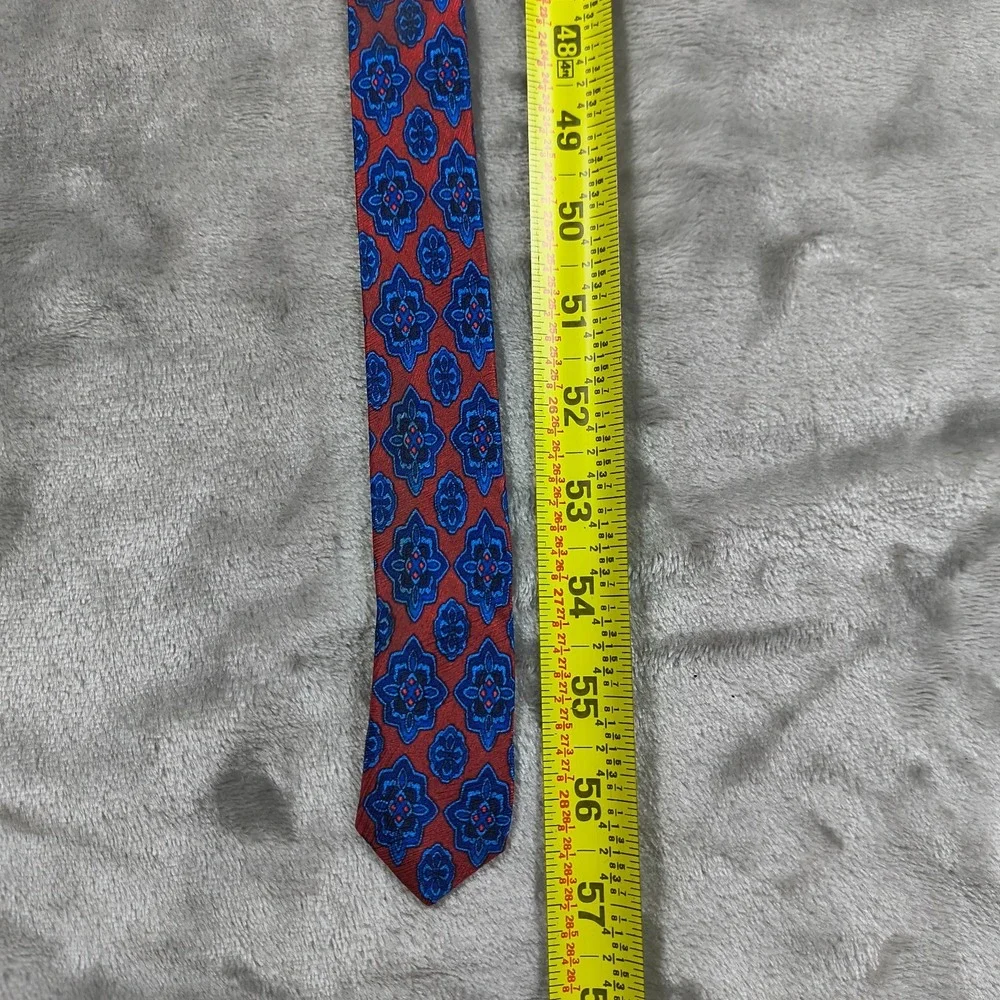 Vintage Gianni Versace Tie Blue Red Floral Geometric‎ Medallion Silk 57x4 Spain